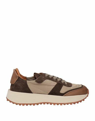 Buttero Man Sneakers Dark brown Leather, Textile fibers Cover