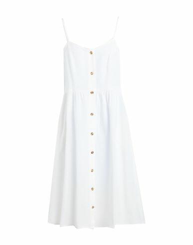 Vila Woman Midi dress White Viscose, Cotton, Linen Cover