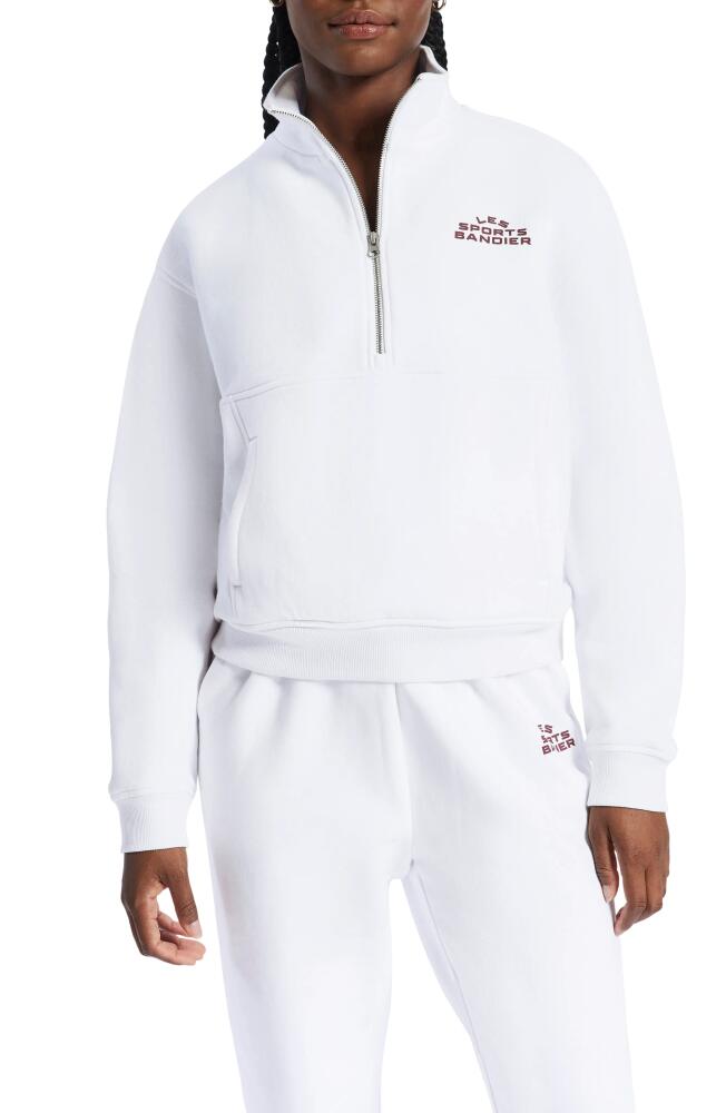 BANDIER Les Sports Half Zip Pullover Sweatshirt in White/Cordovan Cover