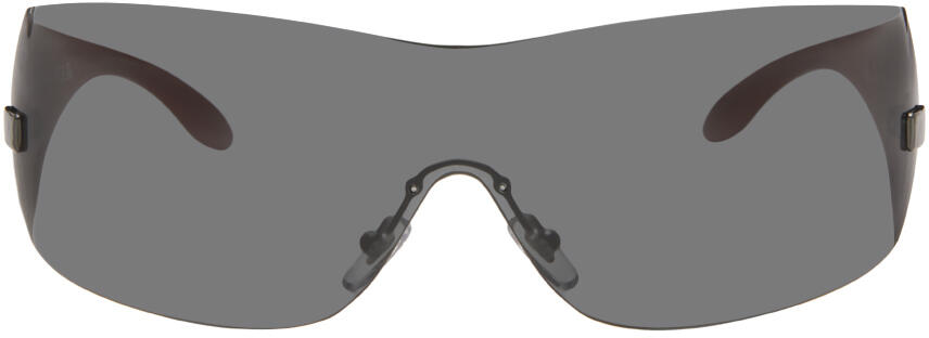 Versace Gunmetal Wraparound Sunglasses Cover