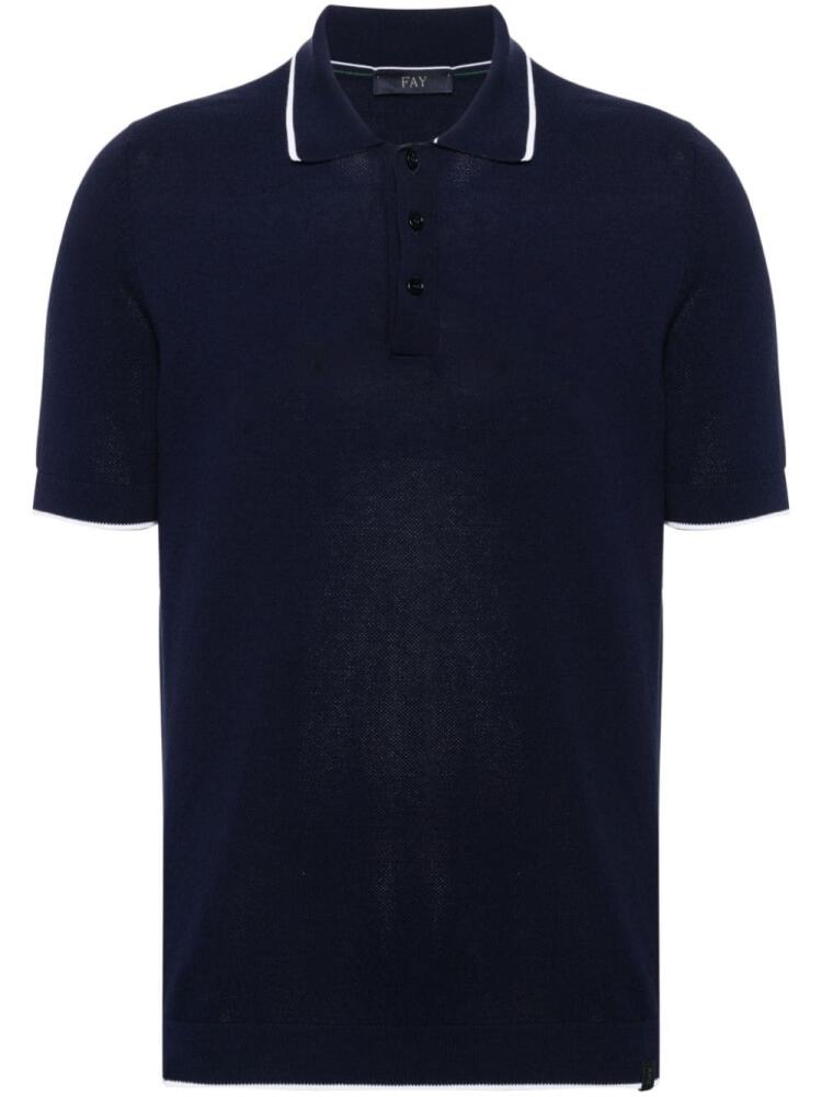 Fay contrast-trim polo shirt - Blue Cover