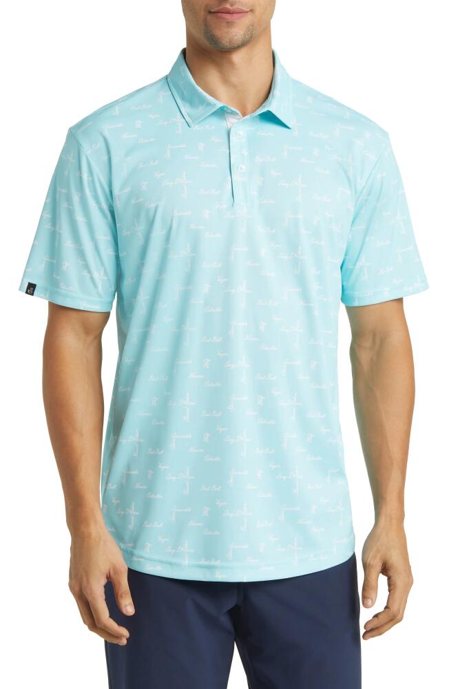 Swannies Barber Print Golf Polo in Aqua Cover