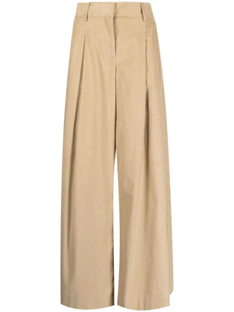 TWP pressed-crease cotton flared trousers - Brown Cover