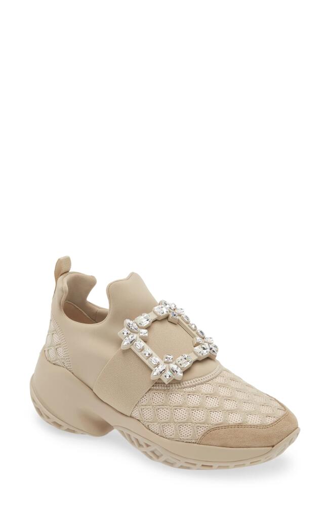 Roger Vivier Viv Run Strass Sneaker in Natural Beige Cover