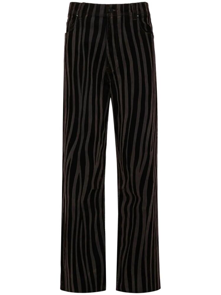 RTA striped straight-leg cropped trousers - Black Cover