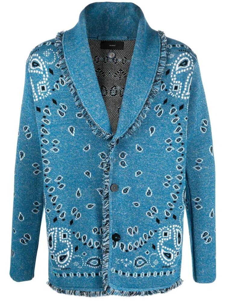 Alanui Icon bandana-jacquard cardigan - Blue Cover