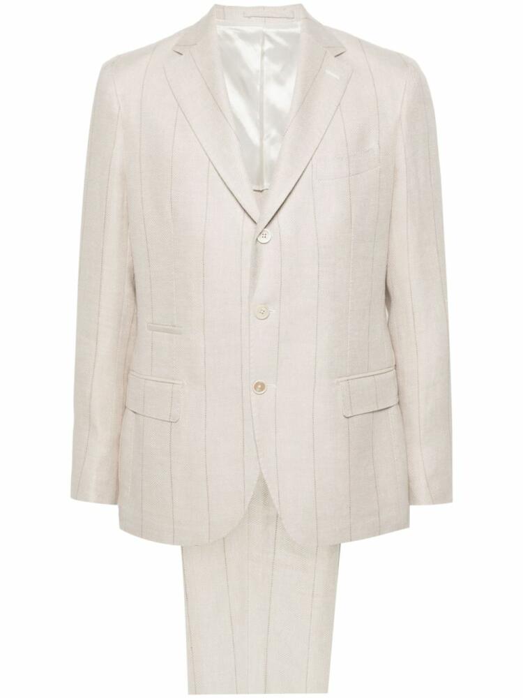 Eleventy linen-blend pinstripe suit - Neutrals Cover