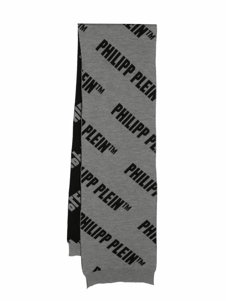 Philipp Plein logo-jacquard wool scarf - Grey Cover