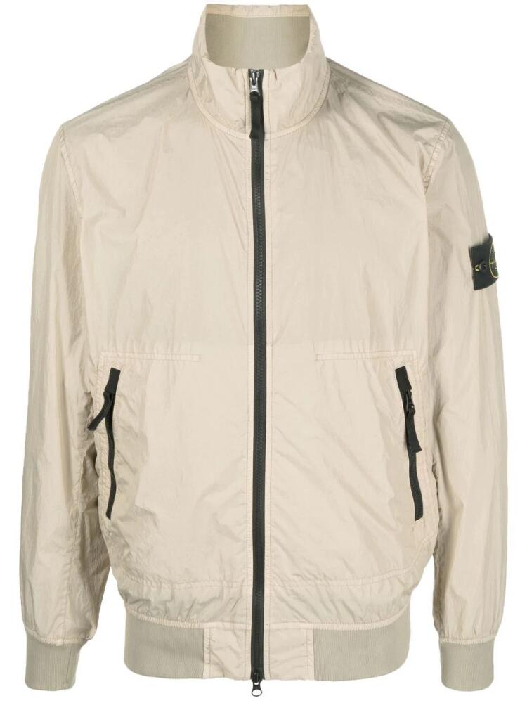 Stone Island logo-patch zip-up bomber jacket - Brown Cover