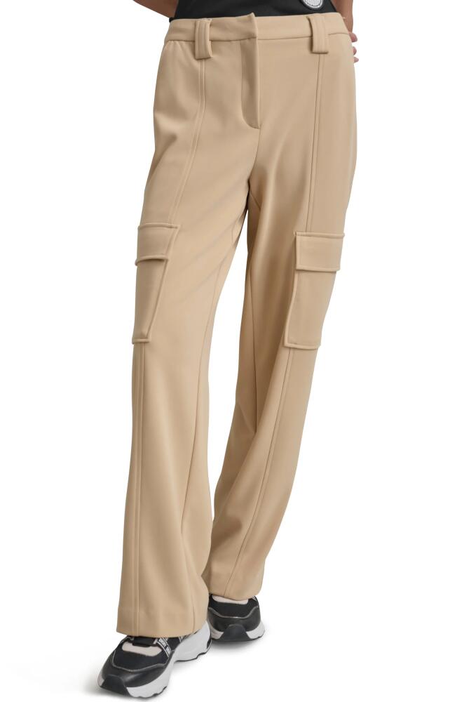 DKNY Straight Leg Crepe Cargo Pants in Sandalwood Cover