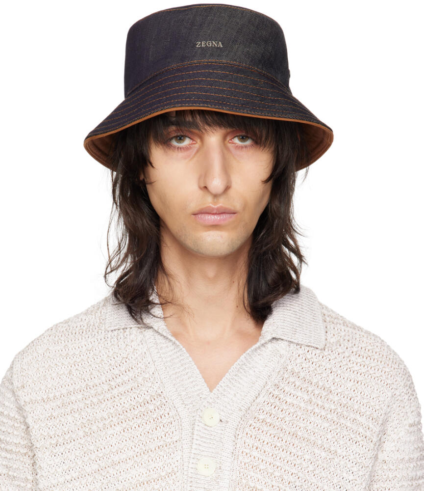 ZEGNA Indigo Denim Bucket Hat Cover