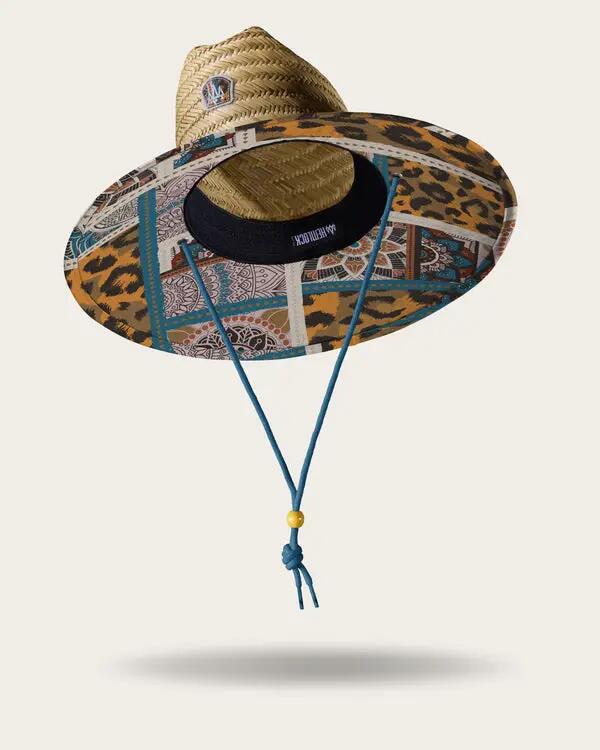 Hemlock Bazaar Straw Lifeguard Hat in Cheetah Mosaic Cover