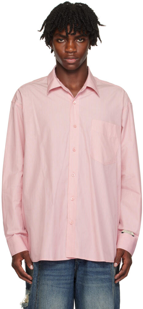 ADER error Pink Pinstripe Shirt Cover