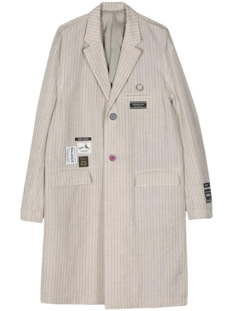 Undercover pinstripe-pattern single-breasted coat - Neutrals Cover