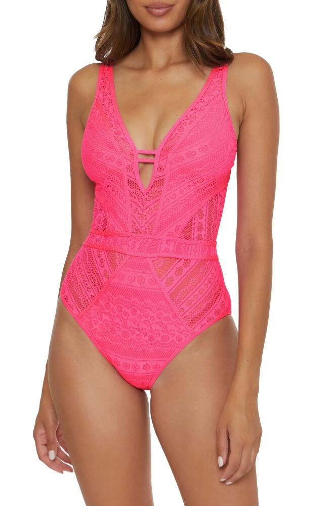 Becca Color Play Lace One-Piece Swimsuit in Pink Glo Cover