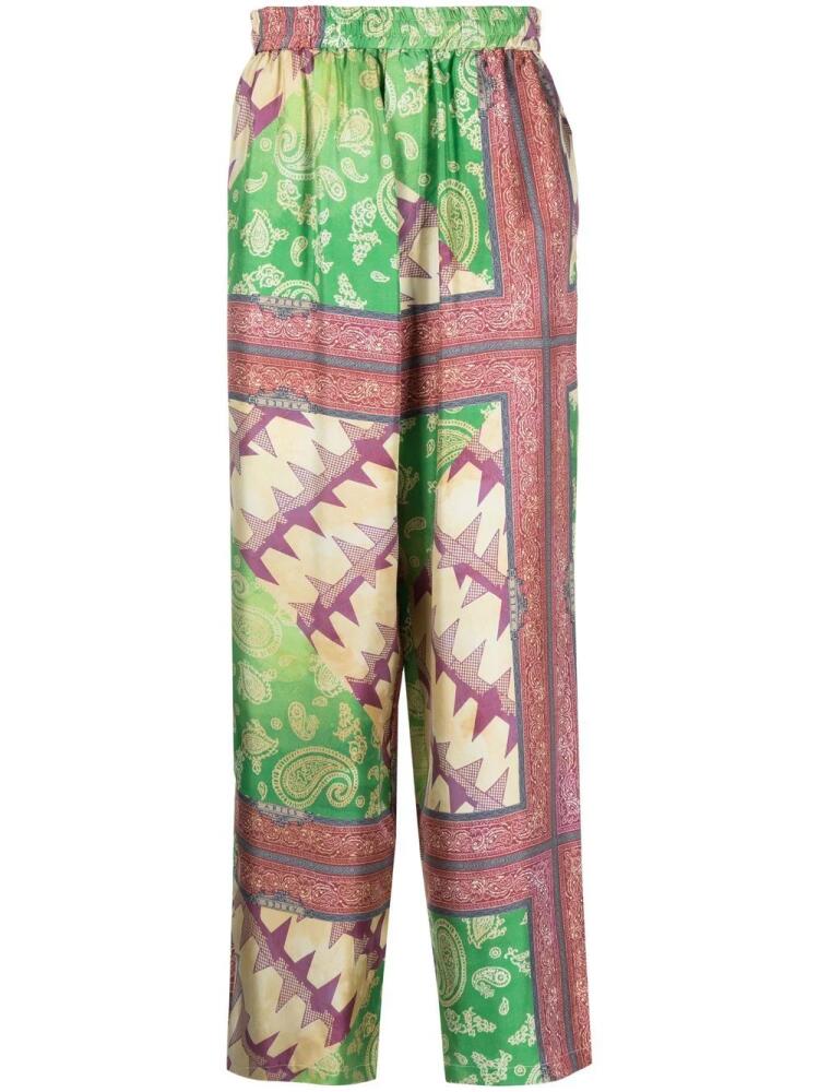 Aries paisley-print silk trousers - Green Cover