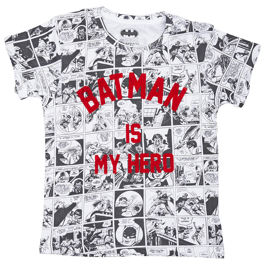 Little Eleven Paris Boys White Batman T-Shirt Cover