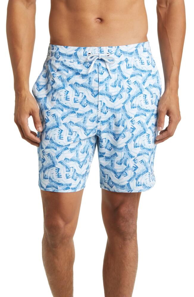 johnnie-O Tobago Abstract Print Swim Trunks in Maliblu Cover