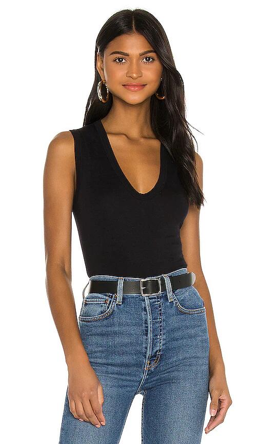 Enza Costa Supima Sleeveless U Tank in Black Cover