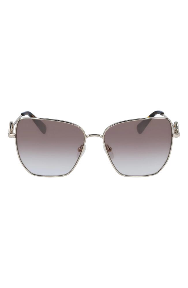 Longchamp 58mm Gradient Rectangular Sunglasses in Pale Gold/gradient Brown Azure Cover