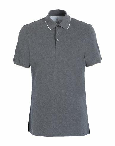 Brunello Cucinelli Man Polo shirt Grey Cotton Cover