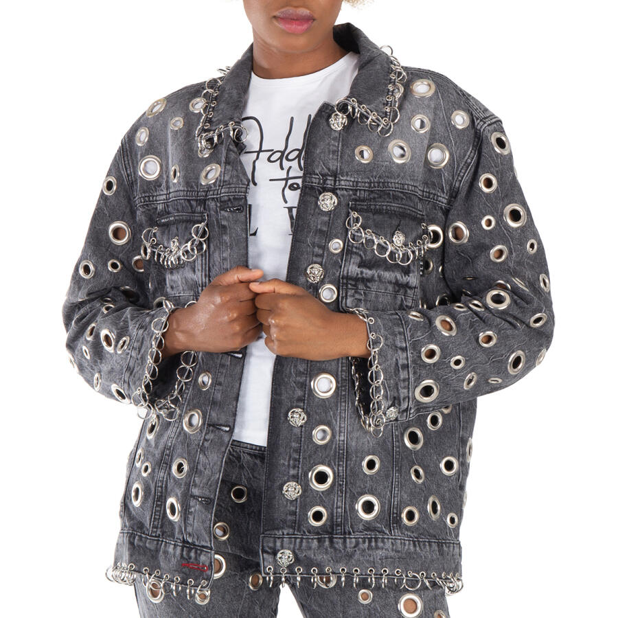 Philipp Plein Metal Rings Detail Denim Jacket Cover