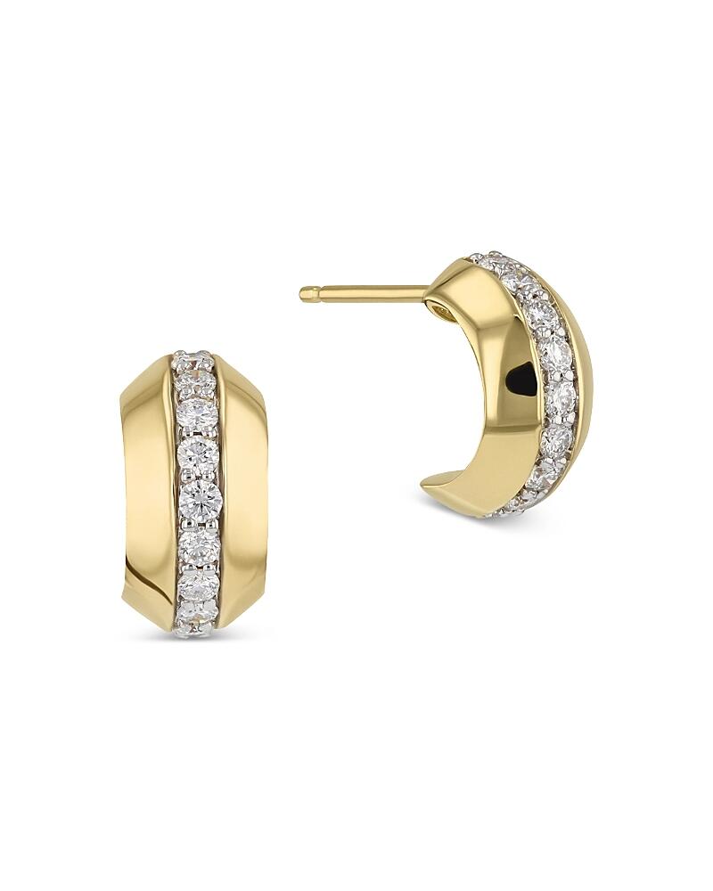 Phillips House 14K Yellow Gold Affair Diamond Knife Edge Micro Hoop Earrings Cover