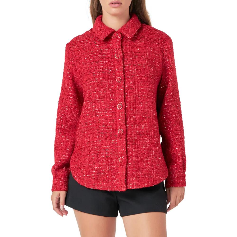 Endless Rose Tweed Shacket in Red Cover