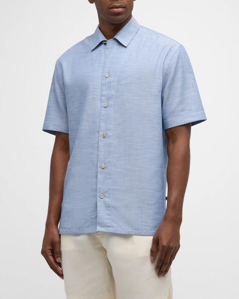 Brioni Men's Heathered Cotton Camp Shirt Cover