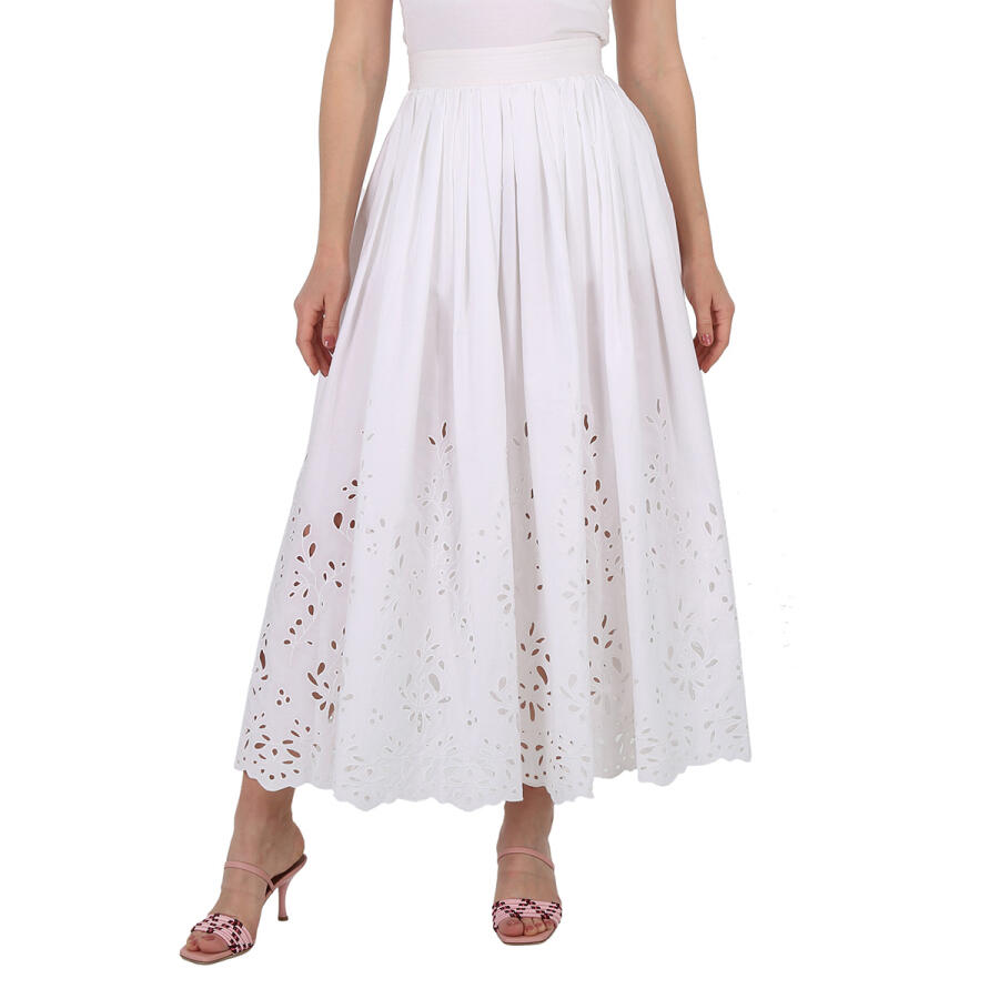 Chloe Ladies White Embroidered Mid-Length Skirt Cover