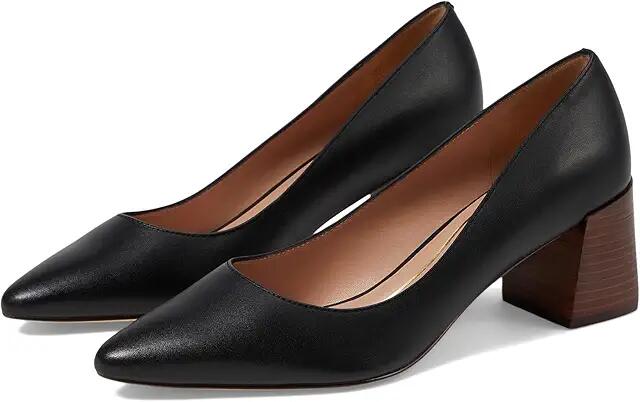 Cole Haan Cassandra Block Heel Pump (Black Leather/Brown) High Heels Cover