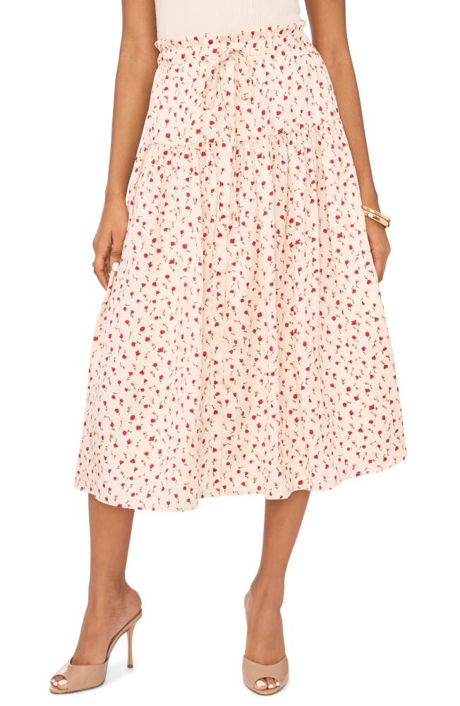 1.STATE Rose Print Midi Skirt in New Ivory Cover