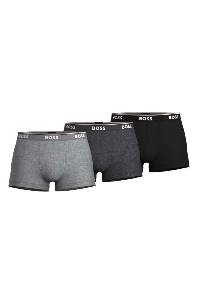 BOSS 3-Pack Power Stretch Cotton Trunks in Open Grey Cover