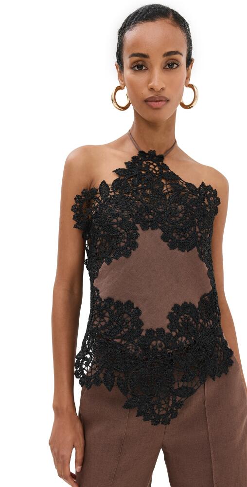 Rosie Assoulin Lace Halter Top Chocolate Cover