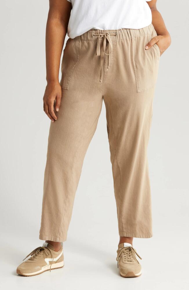 KUT from the Kloth Rosalie Drawstring Ankle Linen Blend Pants in Khaki Cover