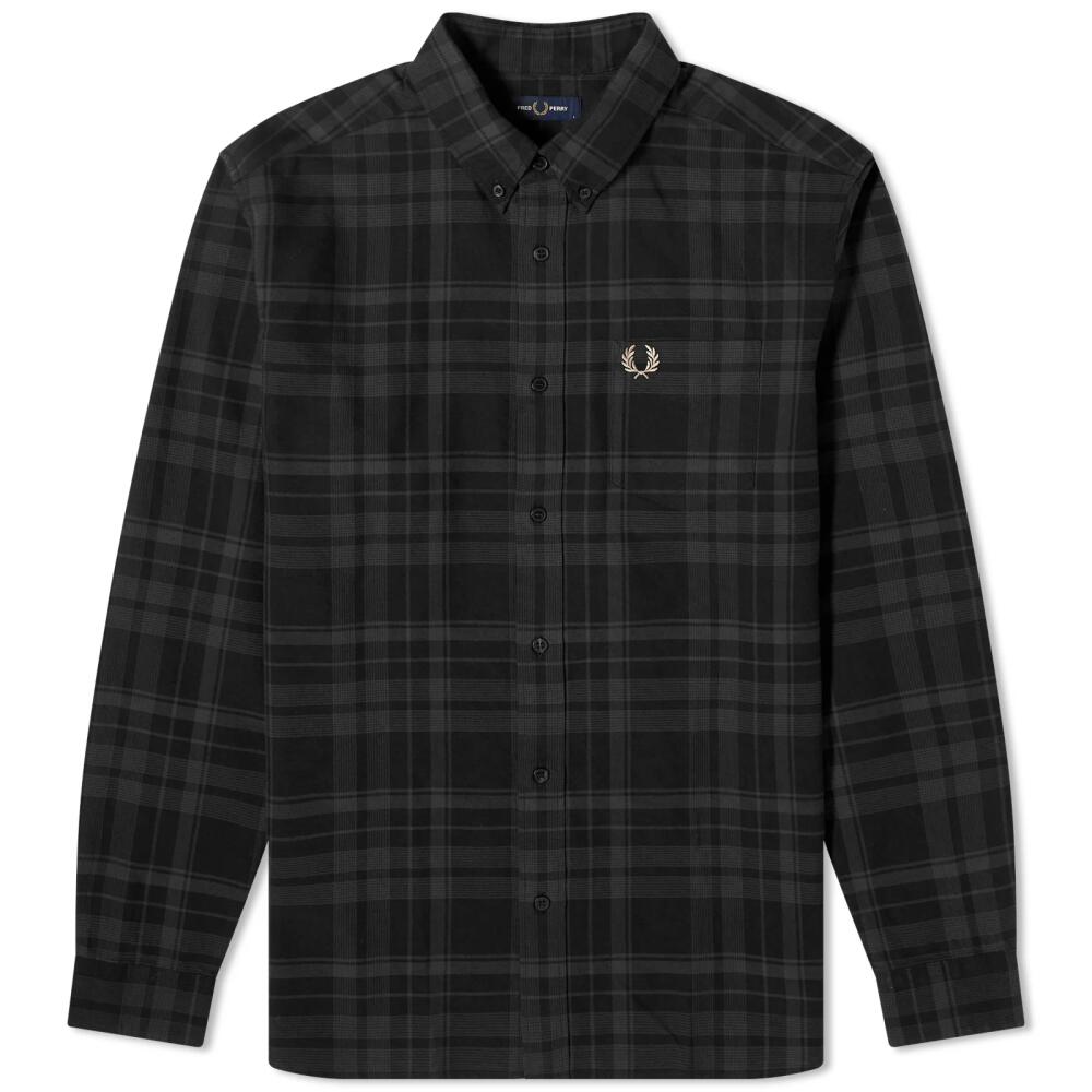 Fred Perry Men's Twill Tartan Shirt in Black Cover