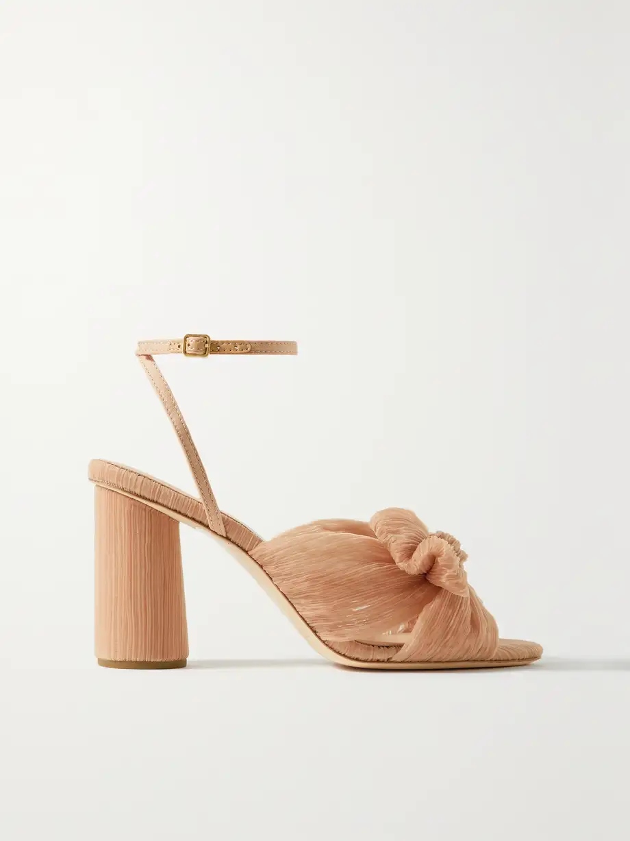 Loeffler Randall - Camellia Bow-embellished Plissé-organza Sandals - Pink Cover