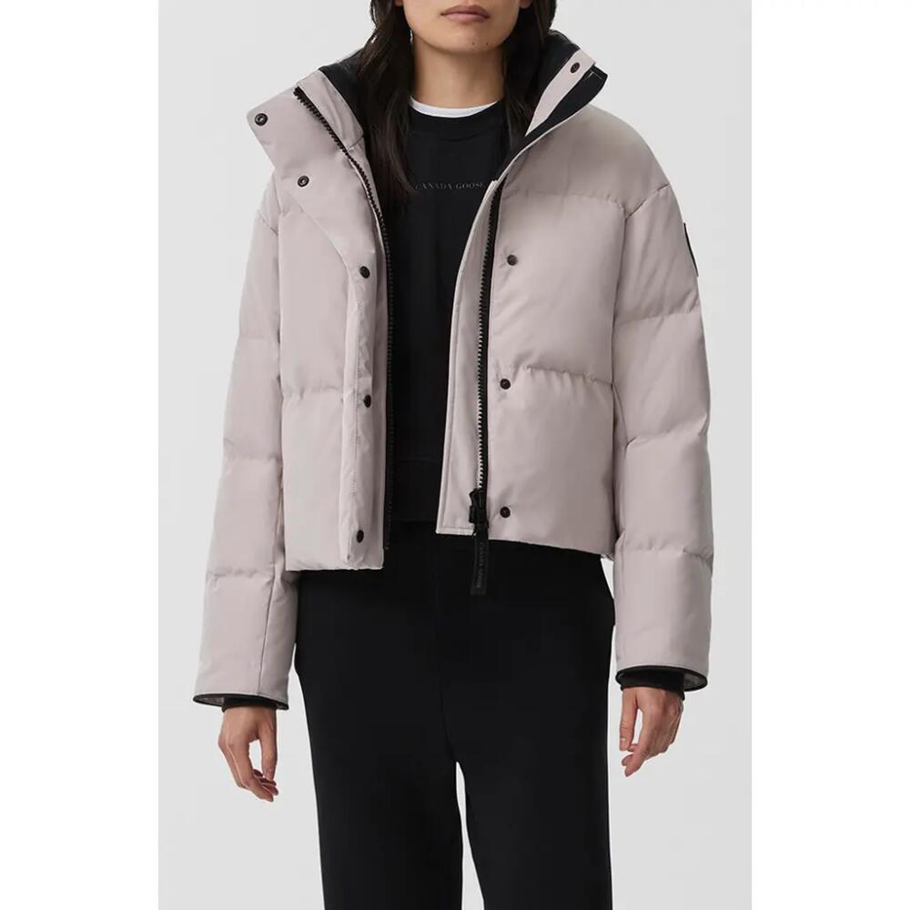 Canada Goose Grandview Black Label Crop 625 Fill Power Down Puffer Jacket in Lucent Rose Cover