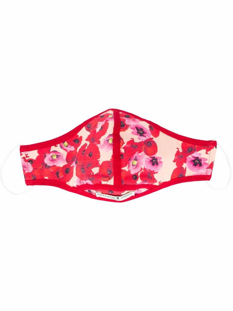 Natasha Zinko poppy print face mask - Red Cover