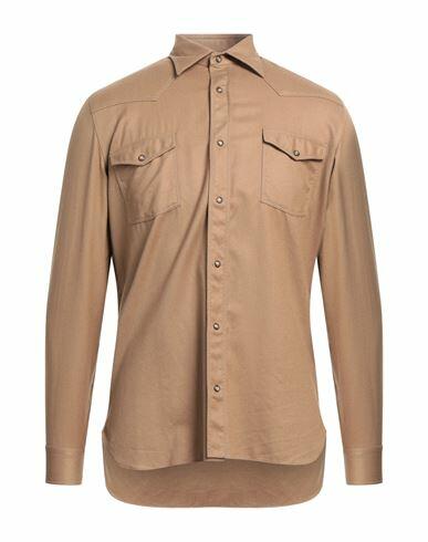 Giampaolo Man Shirt Camel Virgin Wool Cover