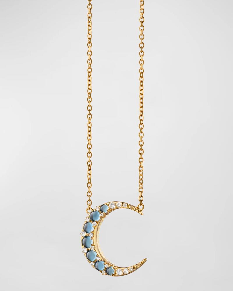 Monica Rich Kosann 18K Yellow Gold Aquamarine Midi Crescent Moon with Diamonds Cover