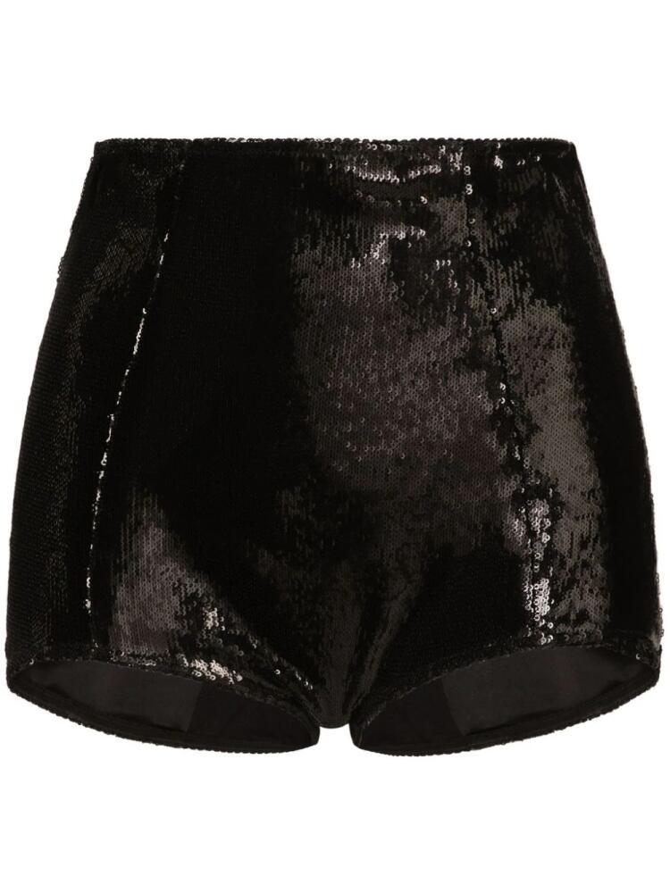 Dolce & Gabbana high-waisted sequinned shorts - Black Cover