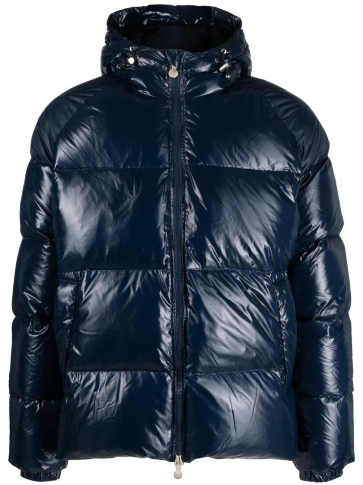 Pyrenex logo-patch quilted puffer jacket - Blue Cover