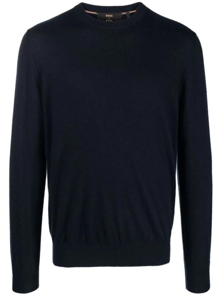 BOSS crew-neck cashmere jumper - Blue Cover