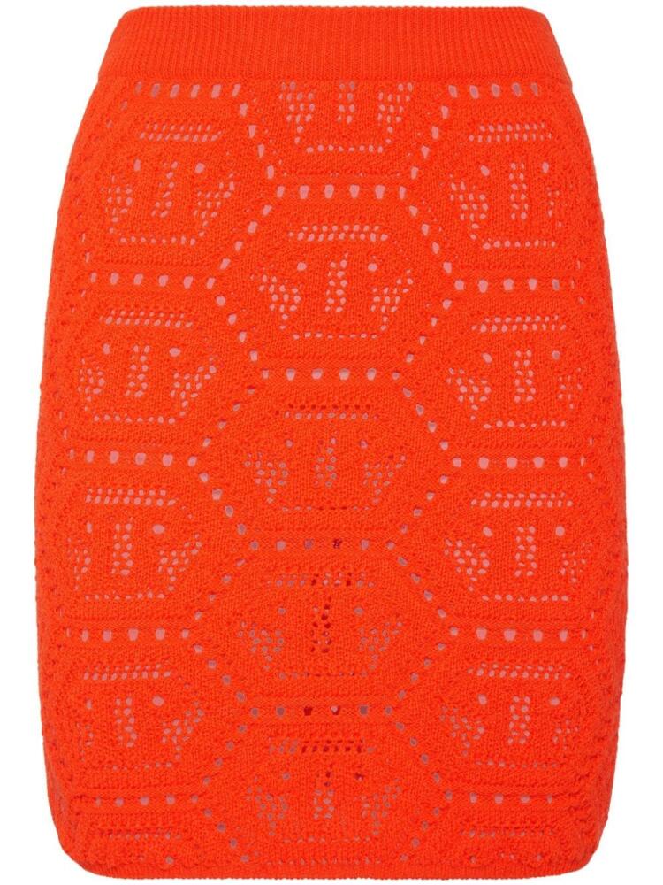 Philipp Plein Fluo Knit monogram miniskirt - Orange Cover