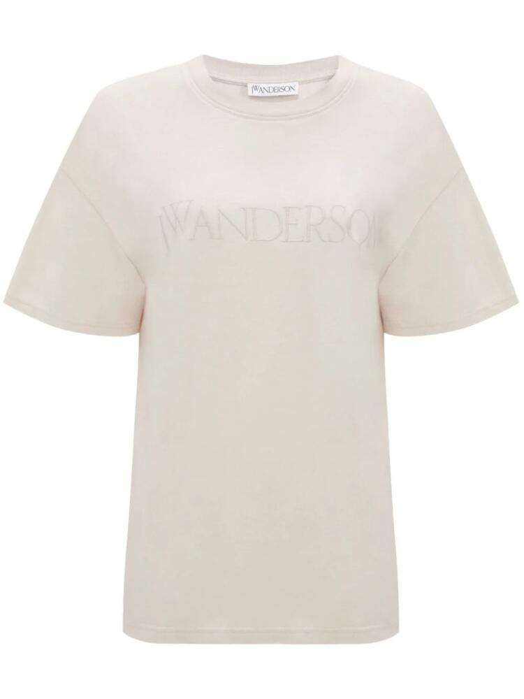 JW Anderson logo-embroidered cotton T-shirt - Neutrals Cover