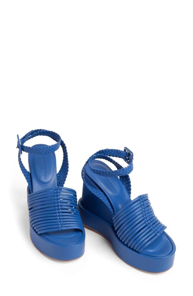 Paloma Barcelo Nolan Ankle Strap Platform Wedge Sandal in Blue Cover