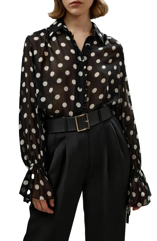 Lilysilk Polka Dots Georgette Blouse in White Dots In Black Cover