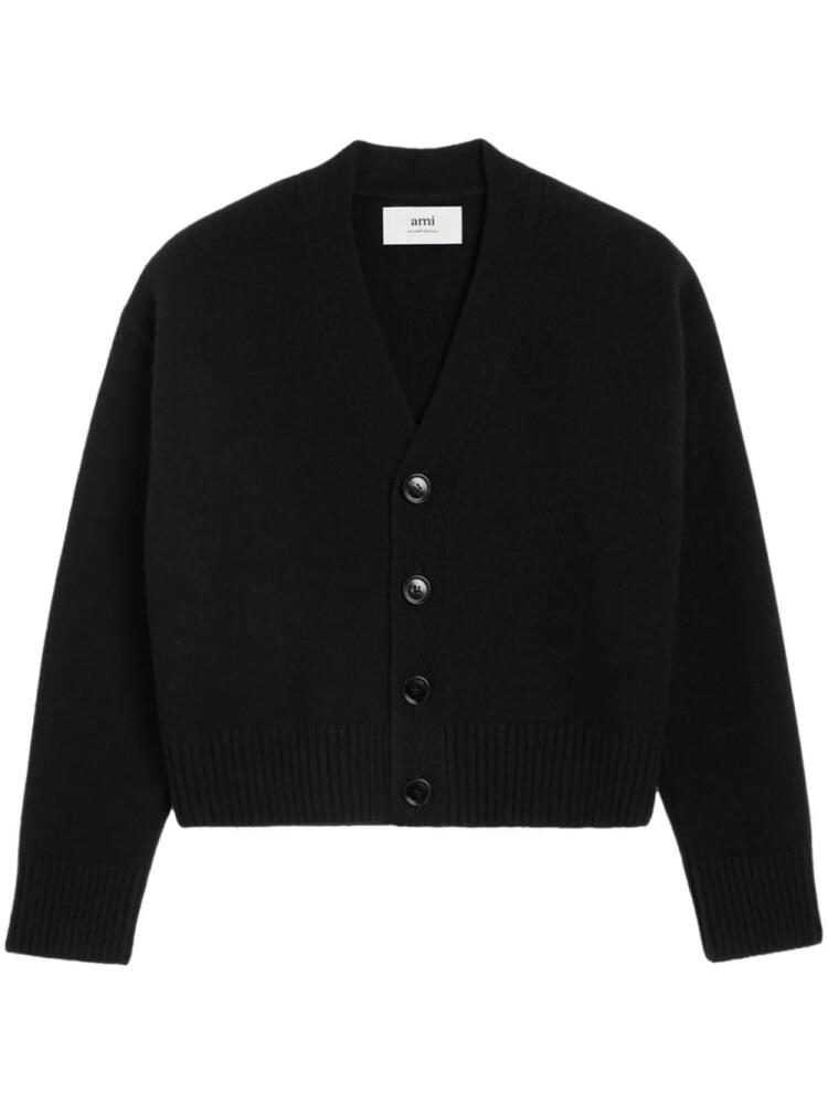 AMI Paris V-neck wool cardigan - Black Cover