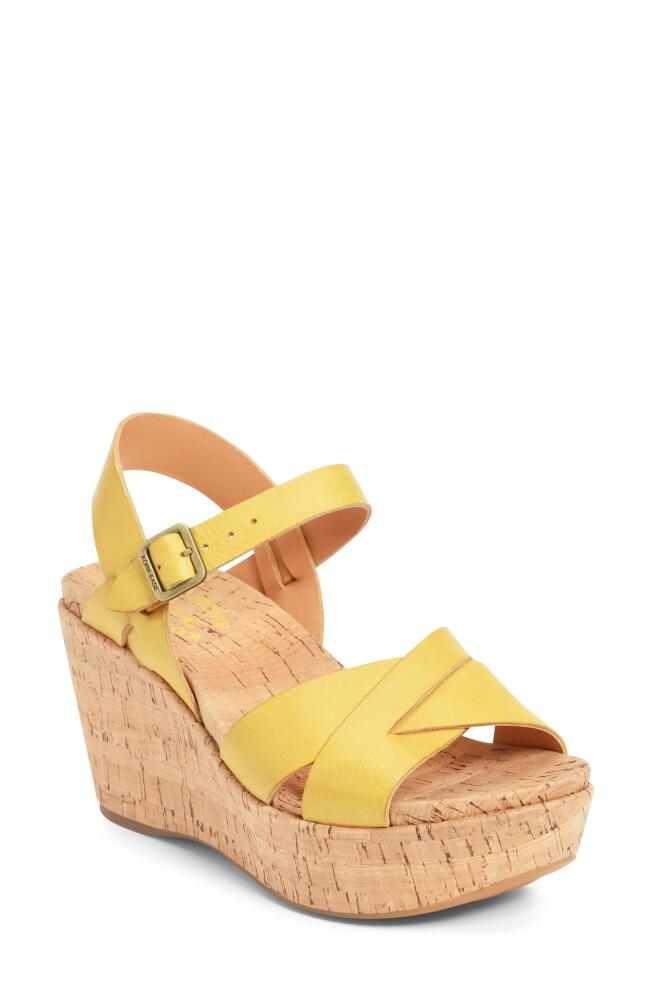 Kork-Ease 'Ava 2.0' Platform Wedge Sandal in Yellow Leather Cover